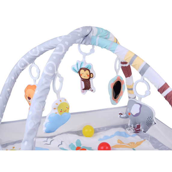 Színes oktató játszószőnyeg kerítéssel és labdákkal BABY PLAY GYM