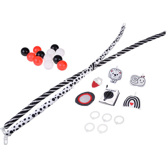 Kontrasztos oktató játszószőnyeg kerítéssel és labdákkal BABY PLAY GYM