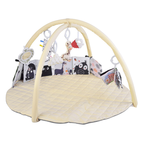 Oktató játszószőnyeg kontrasztos könyvvel BABY PLAY GYM - Bézs