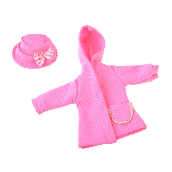 Set de haine roz pentru păpușă de 36–40 cm: Rochie, Haină, Pălărie - MAYMAY BABY
