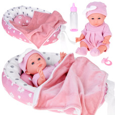 Păpușă bebeluș cu pătuț și accesori - LOVELY BABY - 
