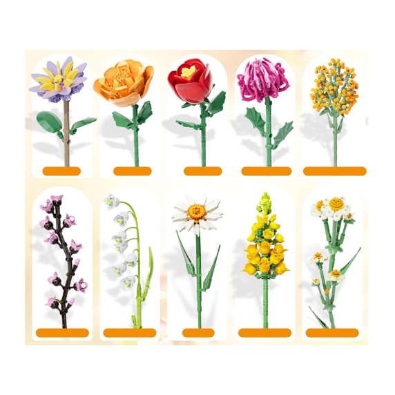 Kreatívna stavebnica Kytica kvetov vo váze 1070 dielikov BLOCK FLOWER