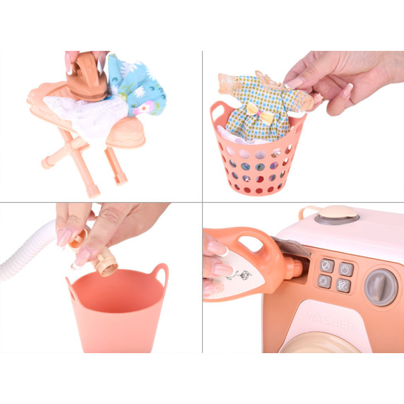 Interaktívna práčka so sušičkou a príslušenstvom 2v1 ROLLER WASHING MACHINE - oranžová