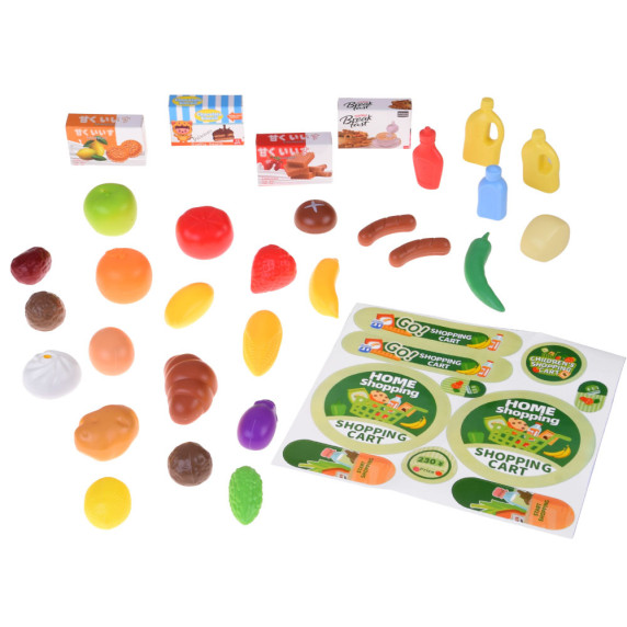 Nákupný vozík s potravinami 31 prvkov HOME SUPERMARKET - zelený