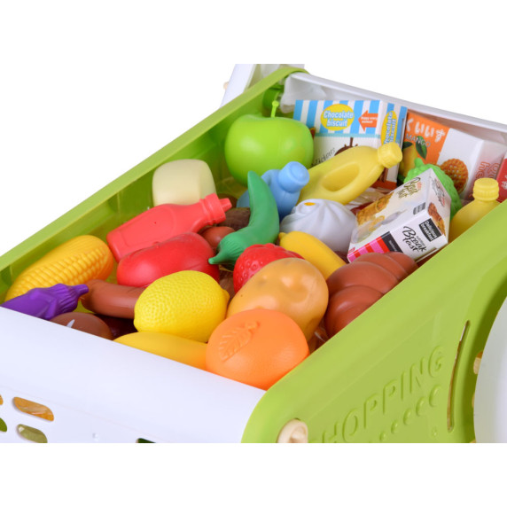 Nákupný vozík s potravinami 31 prvkov HOME SUPERMARKET - zelený