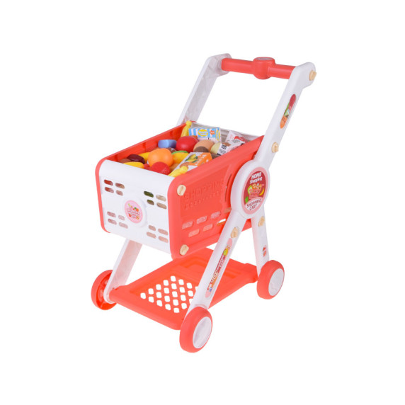 Nákupný vozík s potravinami 31 prvkov HOME SUPERMARKET - ružový