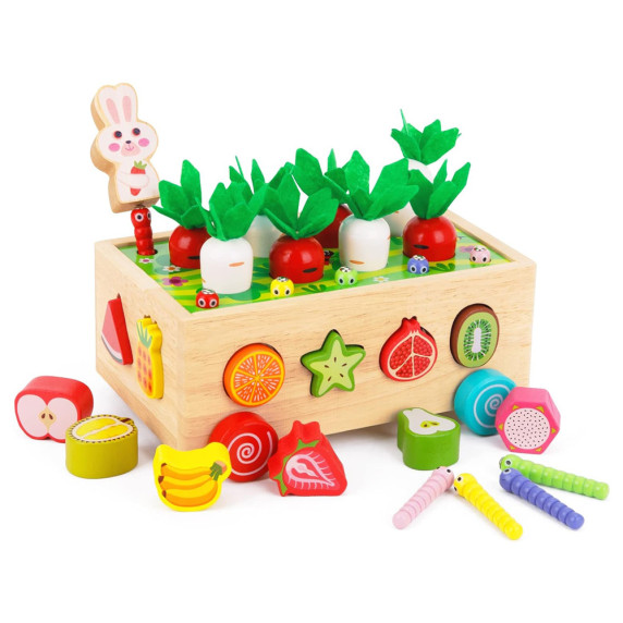 Cărucior din lemn pentru sortare – CARROT HARVEST ORCHARD CAR