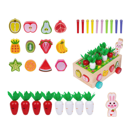 Cărucior din lemn pentru sortare – CARROT HARVEST ORCHARD CAR