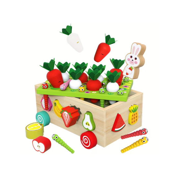 Cărucior din lemn pentru sortare – CARROT HARVEST ORCHARD CAR