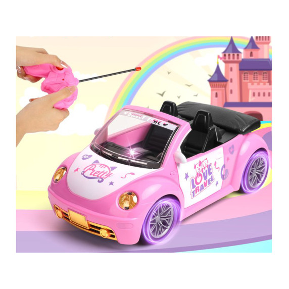 Mașină decapotabilă roz cu telecomandă pentru păpuși -  PRINCESS´S VEHICLE