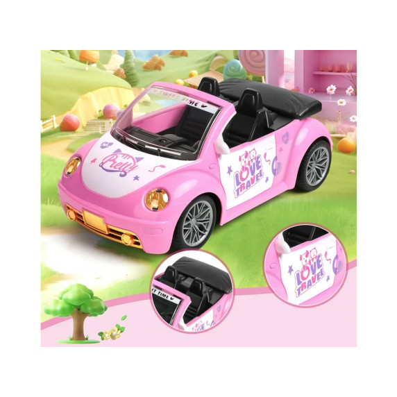 Mașină decapotabilă roz cu telecomandă pentru păpuși -  PRINCESS´S VEHICLE