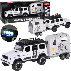 Interaktívne terénne vozidlo s otváracím prívesom na prepravu koní HORSE TRAILER SET - 