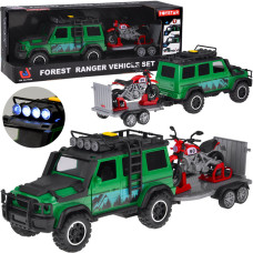 Interaktívne terénne vozidlo s prívesom na prepravu motocykla FOREST RANGER VEHICLE SET - 