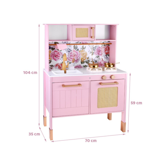 Bucătărie din lemn cu motiv de trandafiri 104 cm – roz