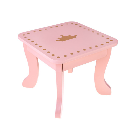 Masă de toaletă Royal din lemn cu oglindă + scaun + accesorii - roz