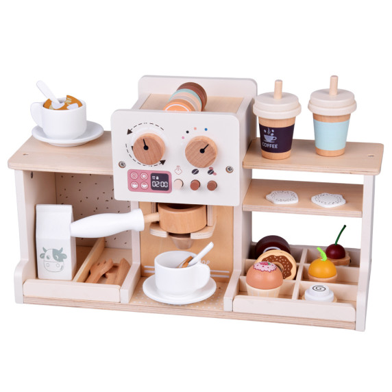 Drevená kaviareň a cukráreň s doplnkami