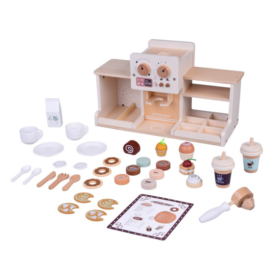 Drevená kaviareň a cukráreň s doplnkami