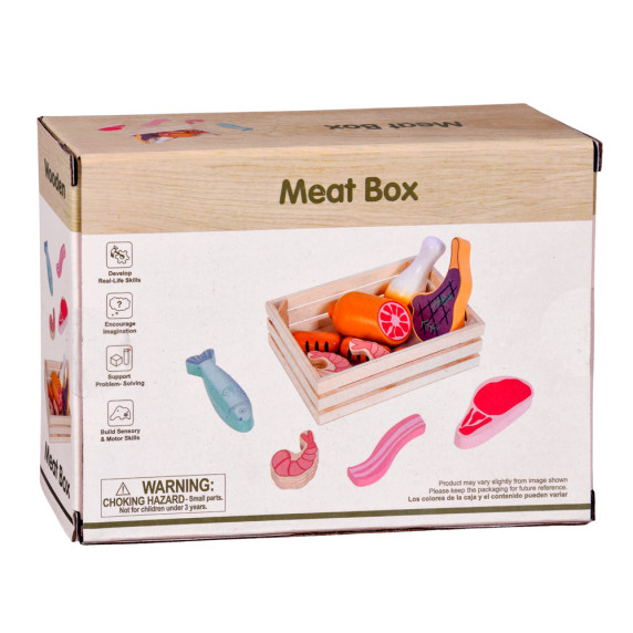 Set de joacă din lemn cu mezeluri și pește, pentru copii – MEAT BOX Set de joacă din lemn cu mezeluri și pește, pentru copii – MEAT BOX