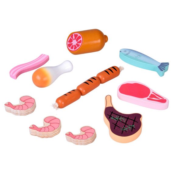 Set de joacă din lemn cu mezeluri și pește, pentru copii – MEAT BOX Set de joacă din lemn cu mezeluri și pește, pentru copii – MEAT BOX