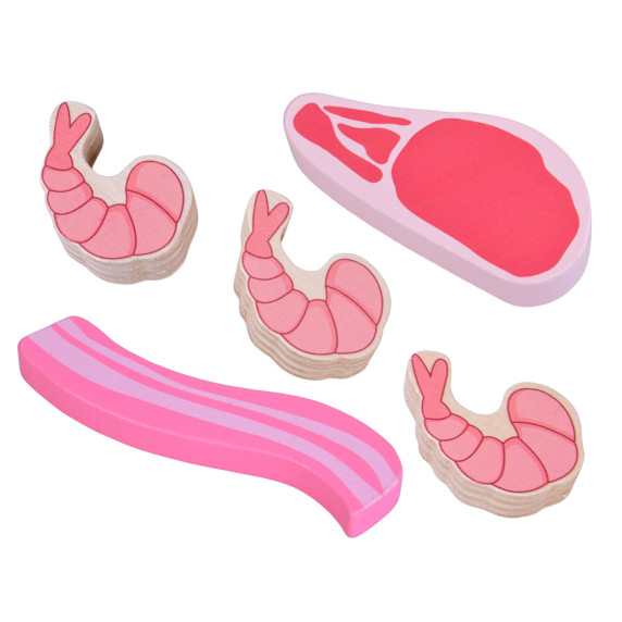 Set de joacă din lemn cu mezeluri și pește, pentru copii – MEAT BOX Set de joacă din lemn cu mezeluri și pește, pentru copii – MEAT BOX