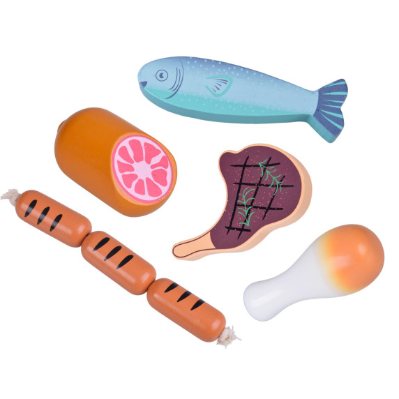 Set de joacă din lemn cu mezeluri și pește, pentru copii – MEAT BOX Set de joacă din lemn cu mezeluri și pește, pentru copii – MEAT BOX