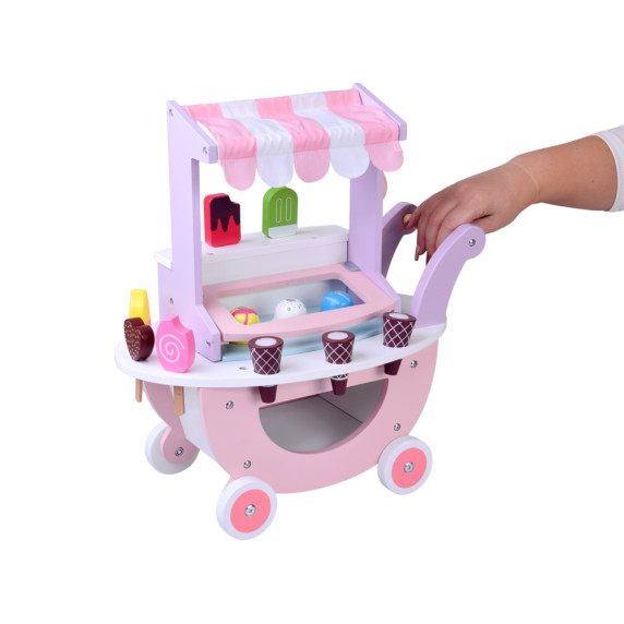 Drevený vozík zmrzlináreň na kolieskach Drevený vozík zmrzlináreň na kolieskach