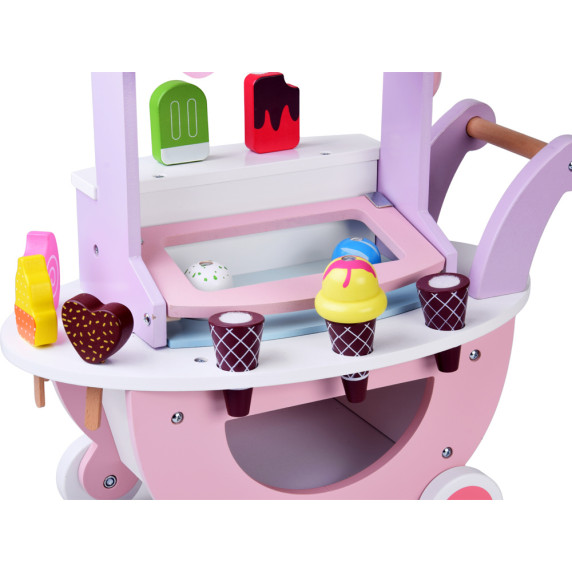 Drevený vozík zmrzlináreň na kolieskach Drevený vozík zmrzlináreň na kolieskach