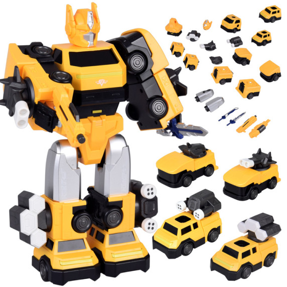 Robot magnetic transformer 2 în 1 MAGNET MECHA – galben