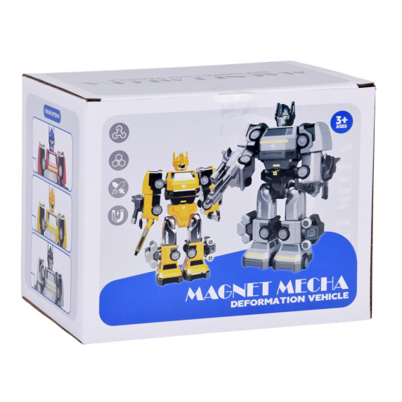 Robot magnetic transformer 2 în 1 MAGNET MECHA – galben