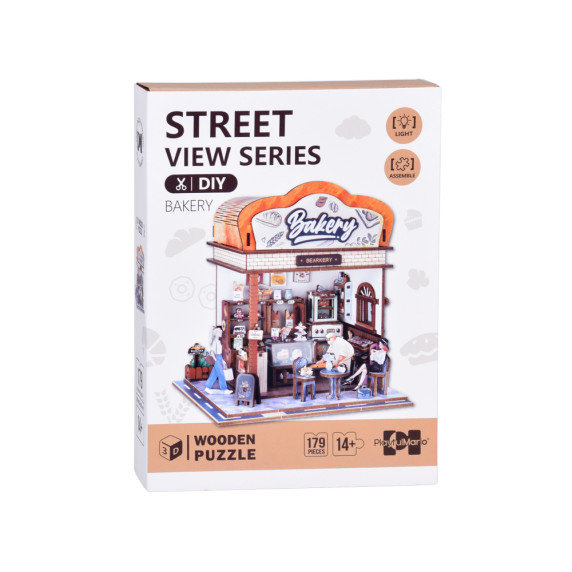 Puzzle 3D din lemn cu iluminare LED, 179 piese BAKERY – brutărie