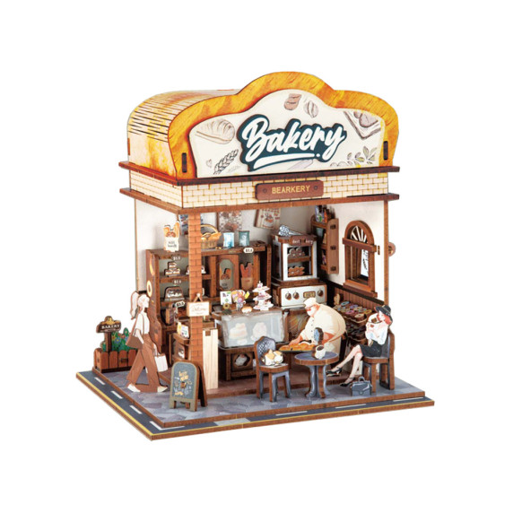 Puzzle 3D din lemn cu iluminare LED, 179 piese BAKERY – brutărie