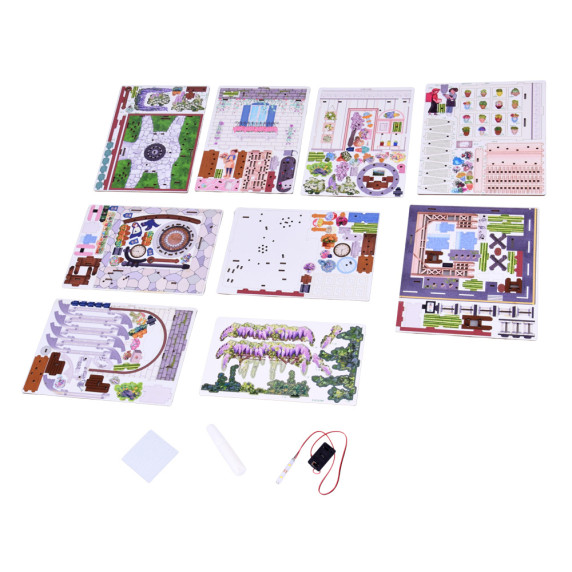 Puzzle 3D din lemn cu iluminare LED, 243 piese FLOWER SHOP – florărie