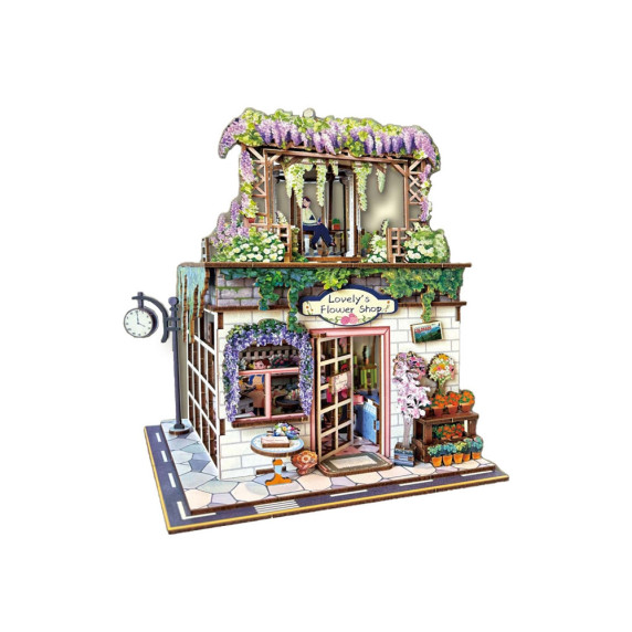 Puzzle 3D din lemn cu iluminare LED, 243 piese FLOWER SHOP – florărie