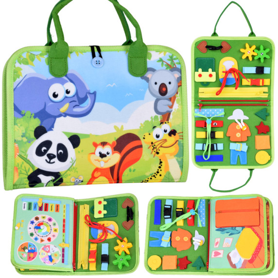 Vzdelávacia manipulačná knižka MY BUSY BOOK - safari zvieratká