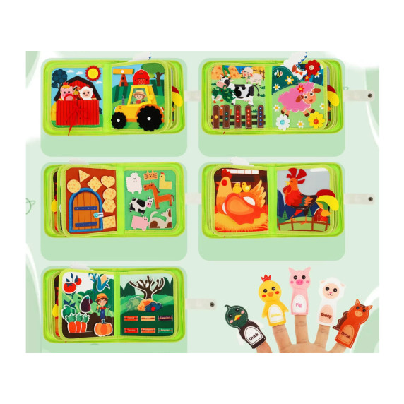 Vzdelávacia manipulačná plstená knižka MY FIRST FARM BOOK - farma