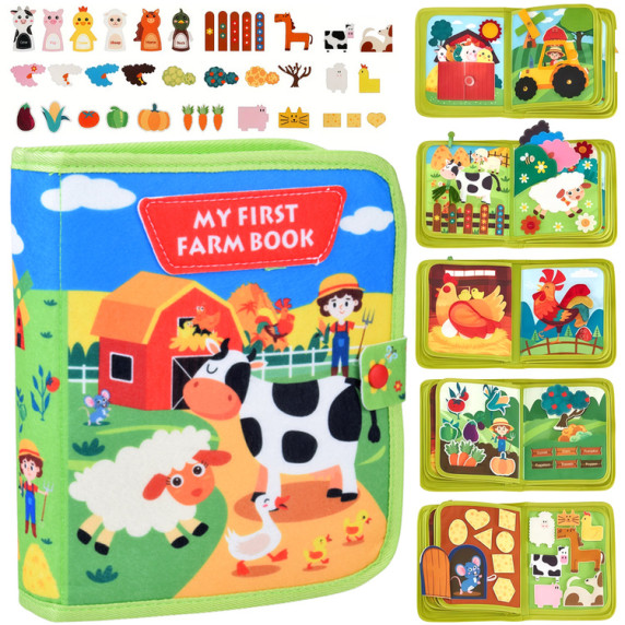 Vzdelávacia manipulačná plstená knižka MY FIRST FARM BOOK - farma