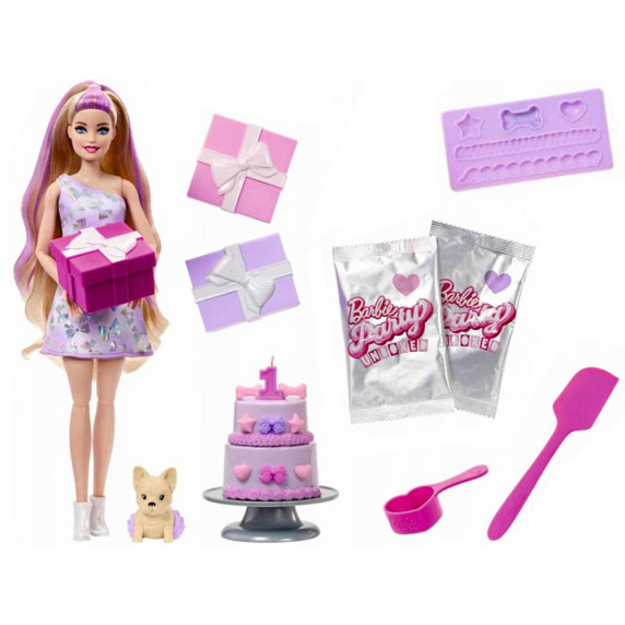 Bábika Barbie Party Unboxed Narodeninová edícia s príslušenstvom MATTEL