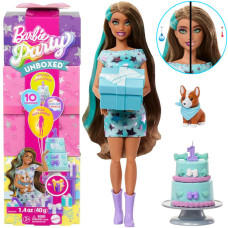 Bábika Barbie Party Unboxed Narodeninová edícia s príslušenstvom MATTEL - modrá - 