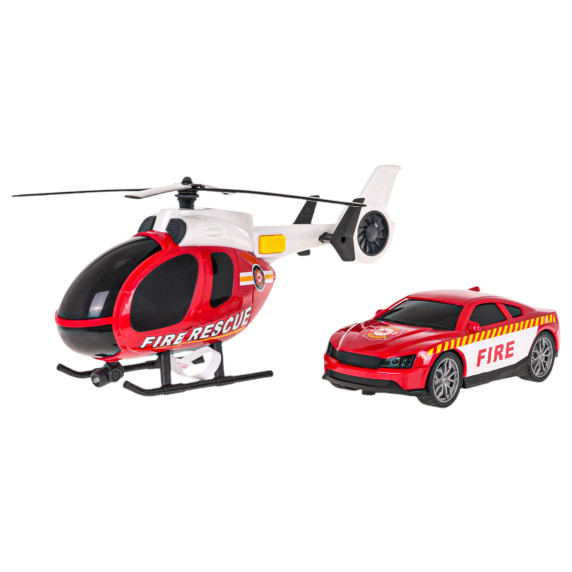  Set mașină cu elicopter - Inlea4Fun CITY FIRE -pompieri