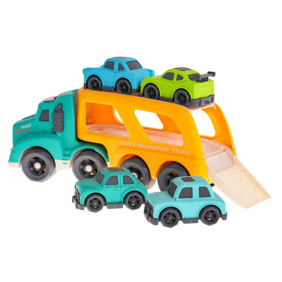 Vontatókocsi hang- és fényeffektusokkal Inlea4Fun CAR BIOPLASTIC - sárga