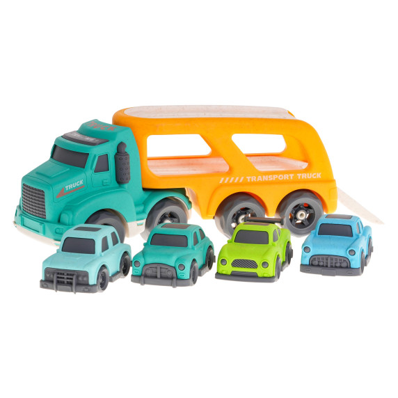 Vontatókocsi hang- és fényeffektusokkal Inlea4Fun CAR BIOPLASTIC - sárga
