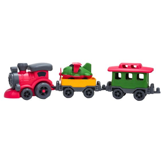 Set trenuleț și vagon din bioplastic - BUILDING BLOCK TRAIN