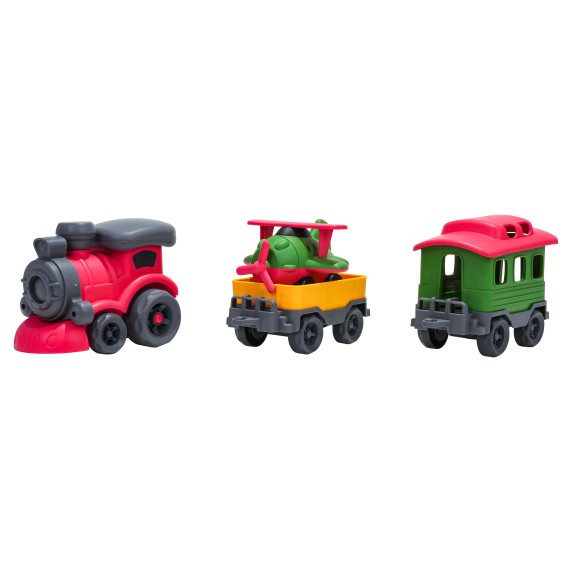 Set trenuleț și vagon din bioplastic - BUILDING BLOCK TRAIN