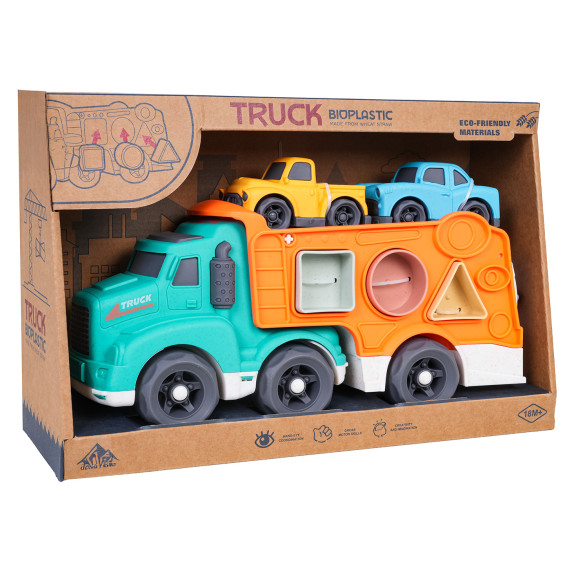 Emelőautó kisautókkal és formabedobóval BIOPLASTIC Truck