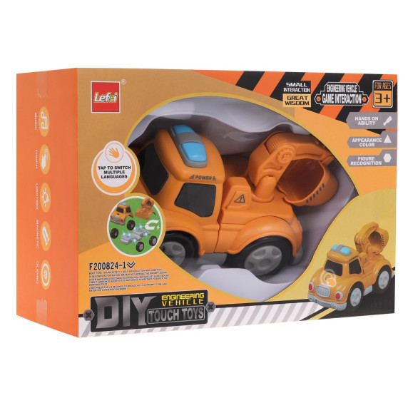 Mașină de construcție interactivă cu magneți - Inlea4Fun TOUCH TOYS - excavator