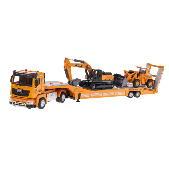 Set interactiv de vehicule de construcții cu camion de tractare - GLW TRAILER