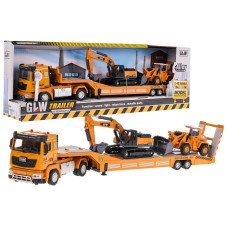 Set interactiv de vehicule de construcții cu camion de tractare - GLW TRAILER - 