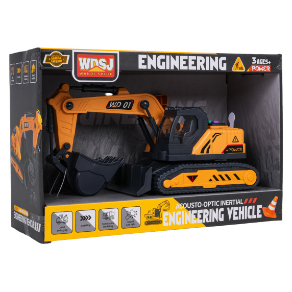 Excavator de jucărie interactiv – scară 1:18 ENGINEERING VEHICLE