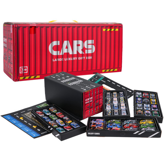 Járműkészlet konténer alakú garázsban 48 darabos CARS