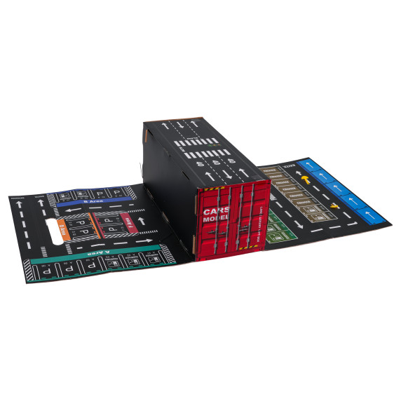 Járműkészlet konténer alakú garázsban 48 darabos CARS